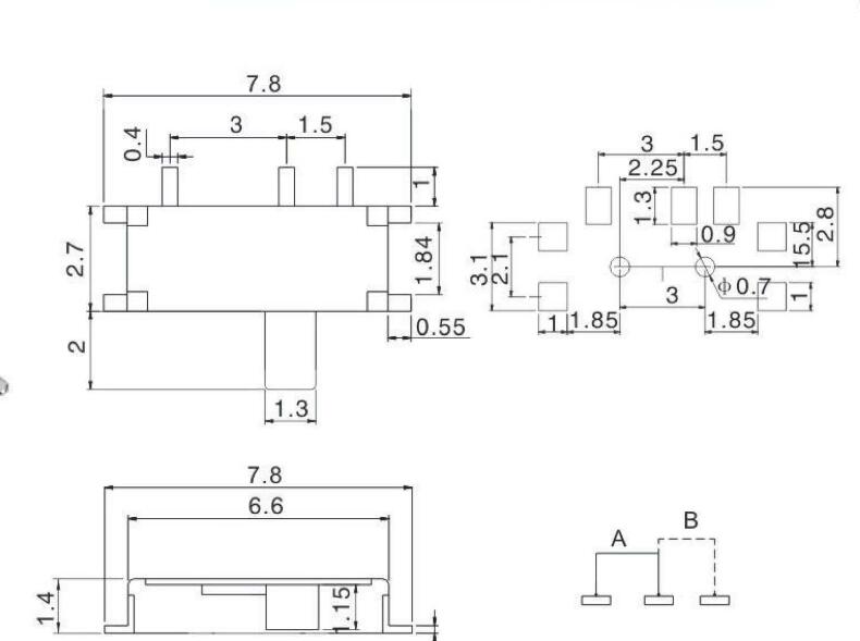 MSK-01D(無定位）撥動開關