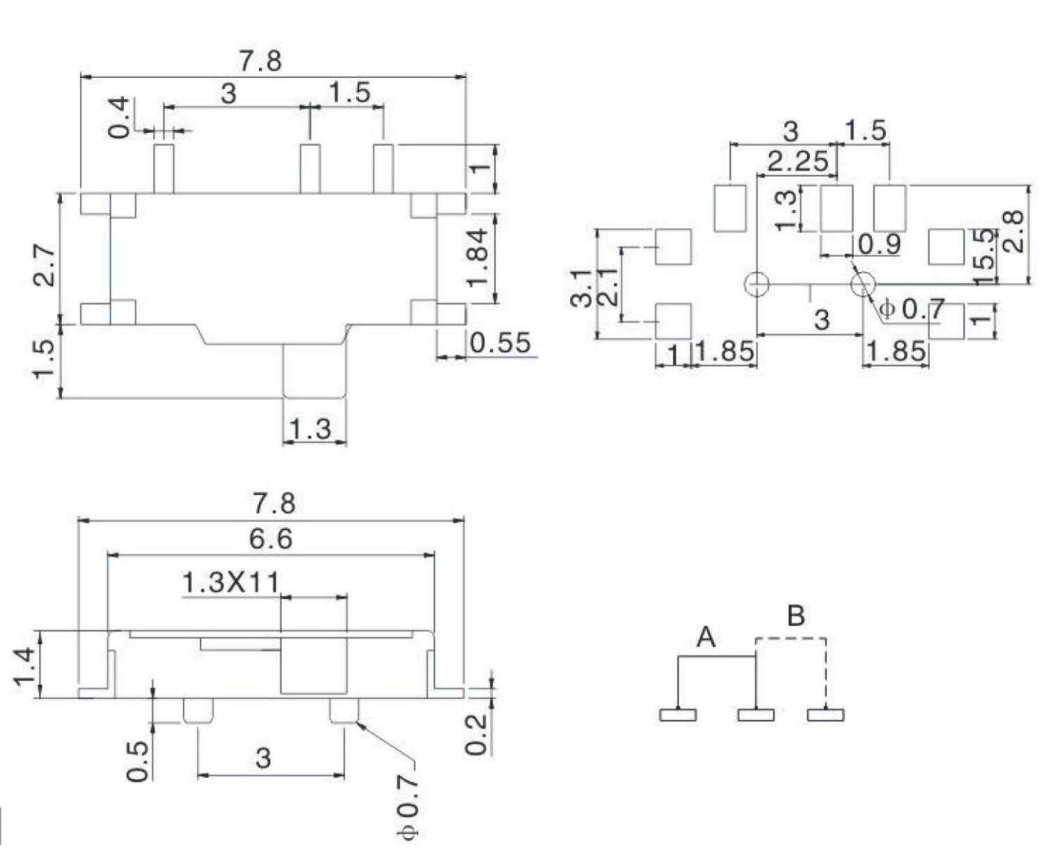 MSK-01M(無定位）撥動(dòng)開關(guān)