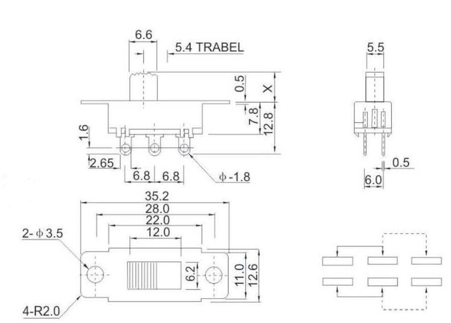 SS-22L05(2P2T)撥動開關