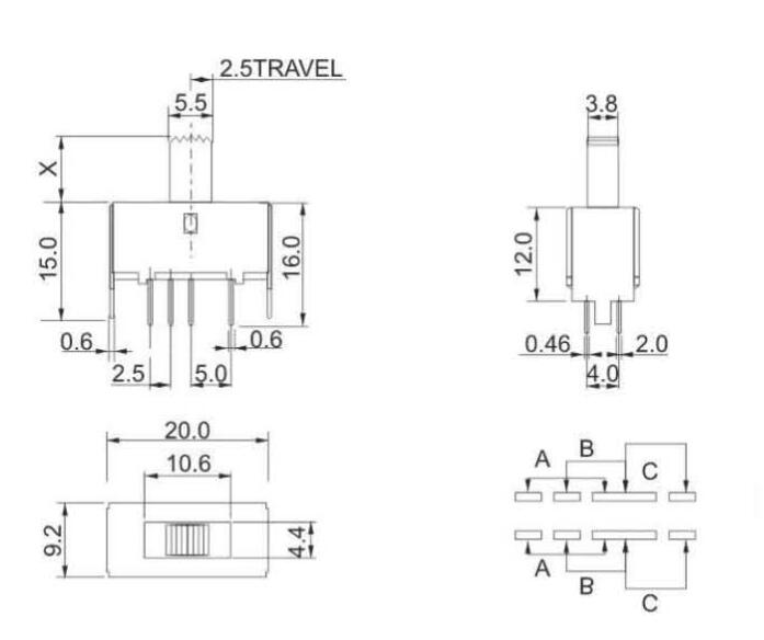 SS-22E01(2P3T)撥動(dòng)開(kāi)關(guān)