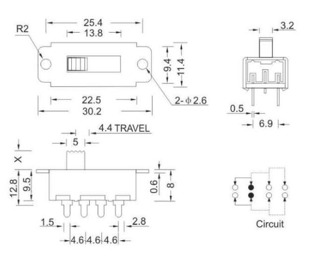 SS-23I01(2P3T)撥動(dòng)開關(guān)