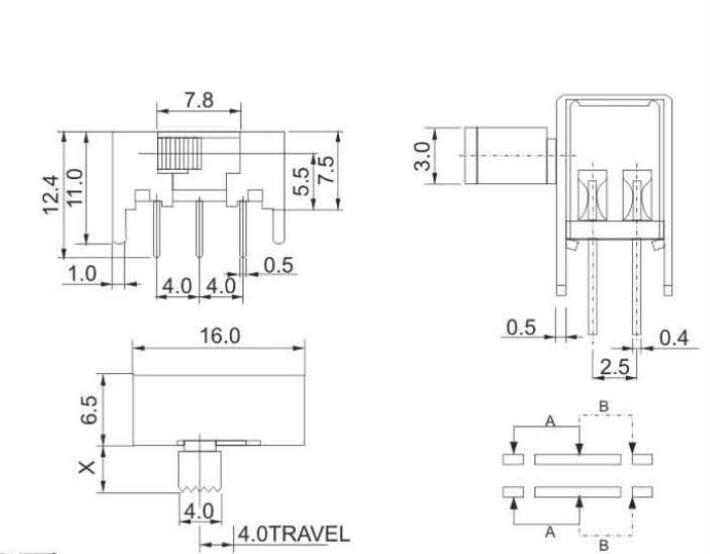 SK-22H05(2P2T)撥動開關(guān)