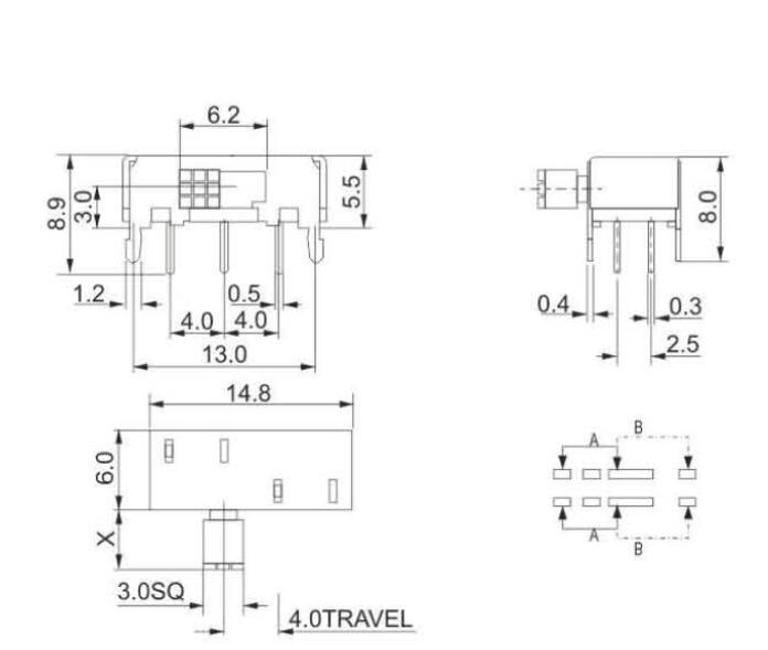 SK-22H06(2P2T)撥動(dòng)開關(guān)