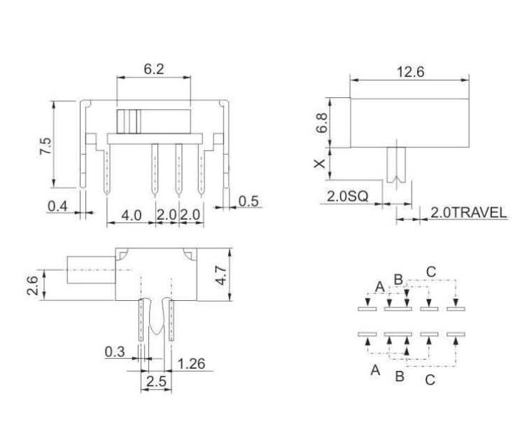 SK-22D07(2P3T)撥動(dòng)開關(guān)