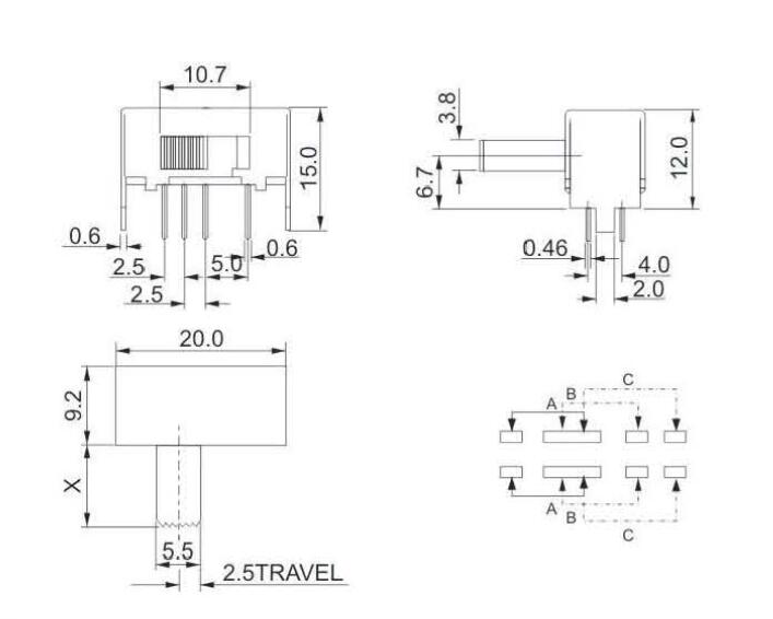 SK-22E01(2P3T)撥動(dòng)開(kāi)關(guān)