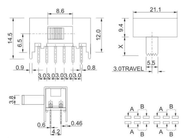 SK-42F01(4P2T)撥動開關(guān)