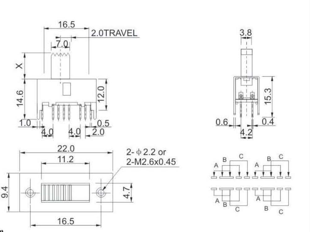 SS-43D01(4P3T)撥動(dòng)開(kāi)關(guān)