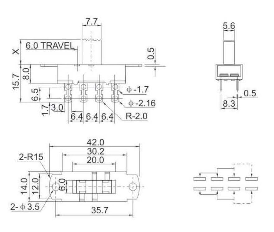 ACS-23L05(2P3T)撥動開關(guān)