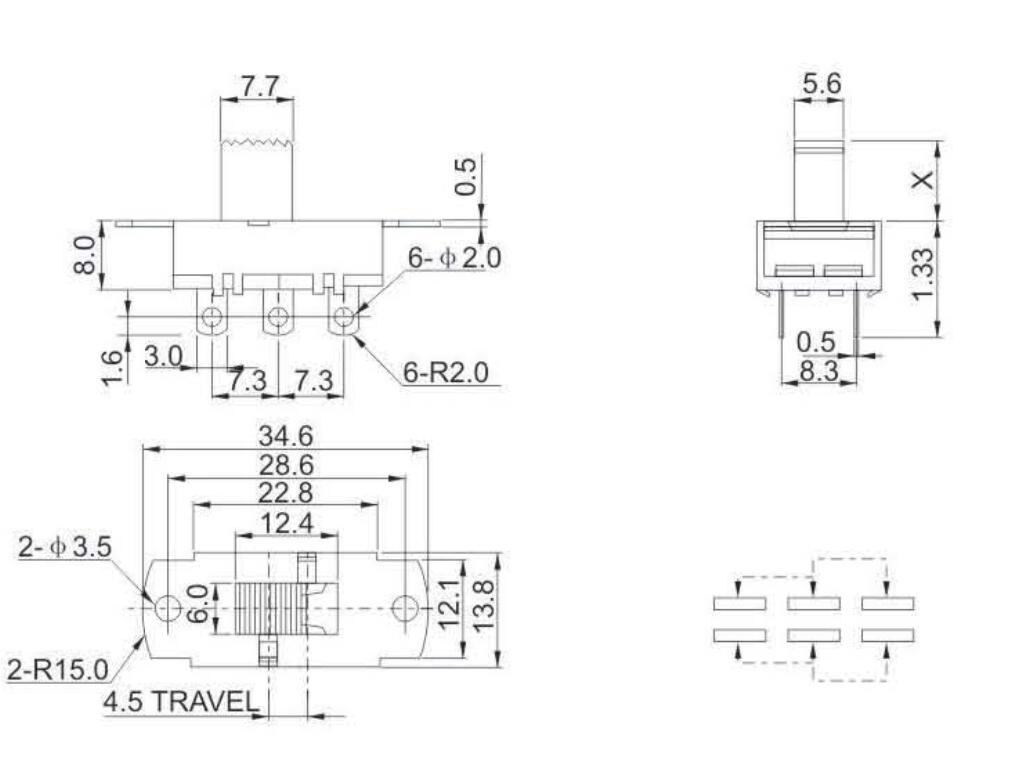 ACS-22L05(2P2T)撥動(dòng)開關(guān)