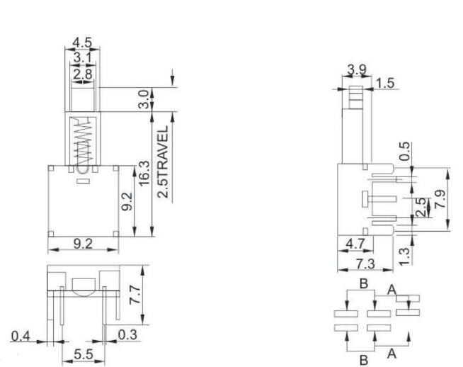 PS-22E50(2P2T)撥動(dòng)開(kāi)關(guān)